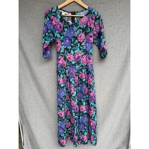 Rabbit Designs Sz 8 Vintage‎ 80's 90's USA Jumpsuit Romper Floral Pink Purple